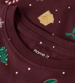 Nattøj-Name It Nattøj - 2-Delt - NmnVismas - Burgundy/Xmas - AOP