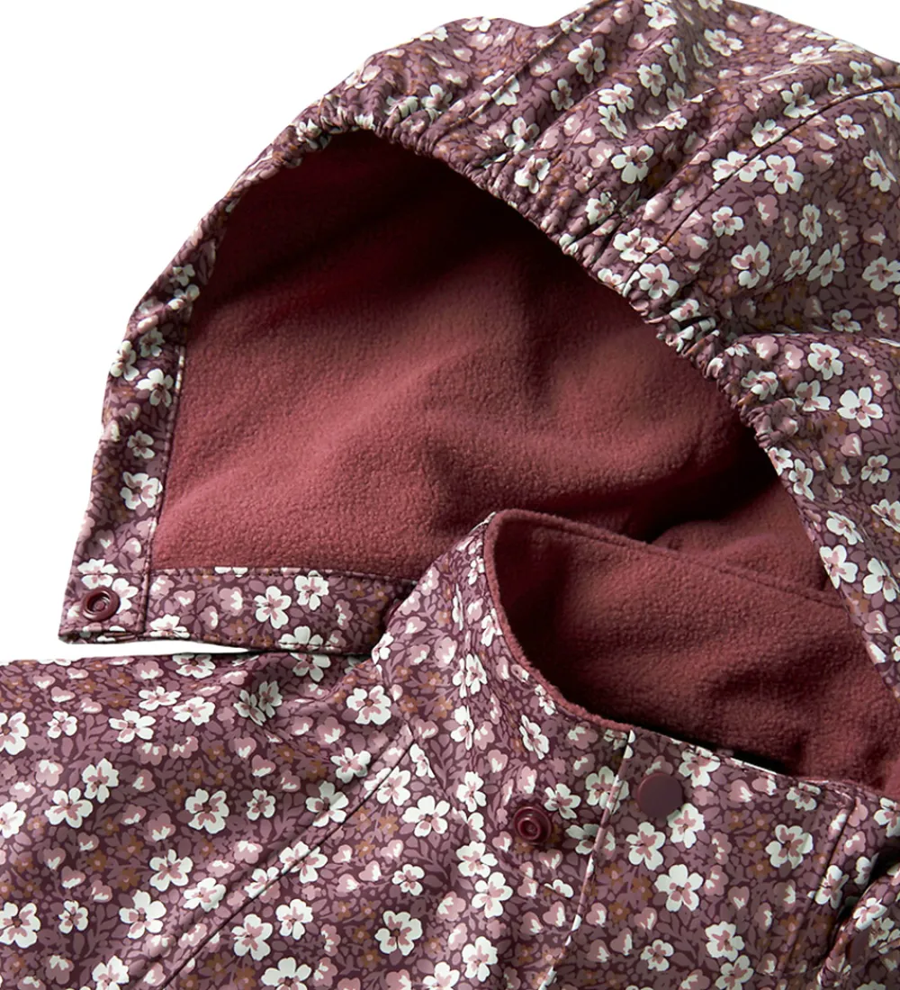Regntøj-Name It Regndragt m. Fleece - NmfDry10 - Fig m. Blomster