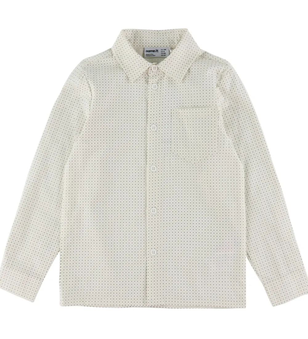 Skjorter|Juletøj-Name It Skjorte - NkmVilfred - Cloud Dancer/Dot Navy Blazer