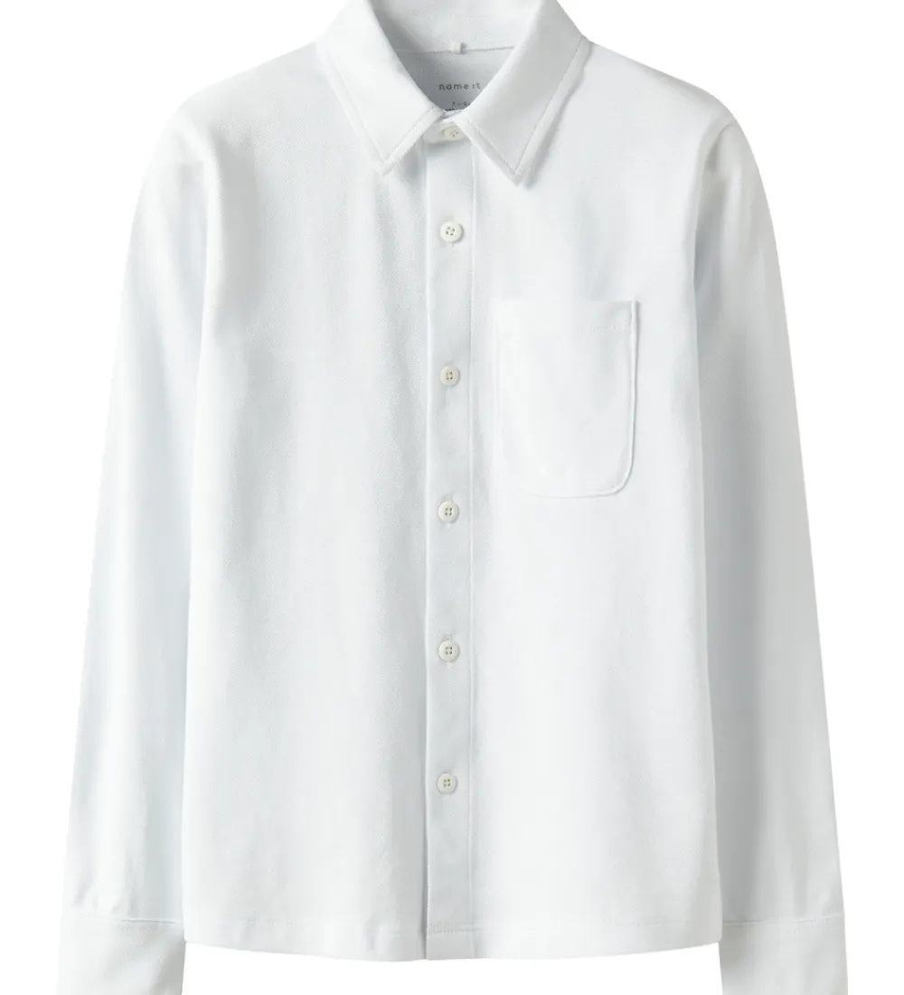 Skjorter-Name It Skjorte - Piqué - NkmRon - Jersey - Bright White