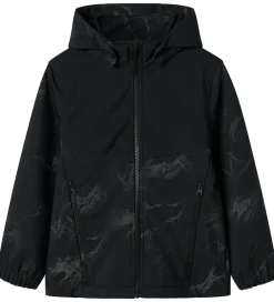 Softshell-Name It Softshell m. Fleece - NkmAlfa08 - Sort m. Refleksprint