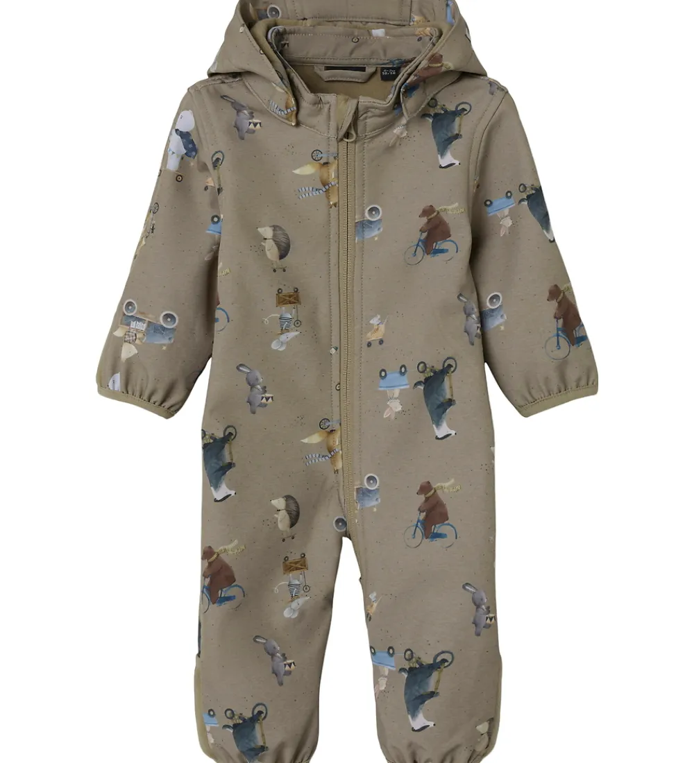 Name It Softshell*Softshelldragt m. Fleece - NbnAlfa08 - Silver Mink/GO