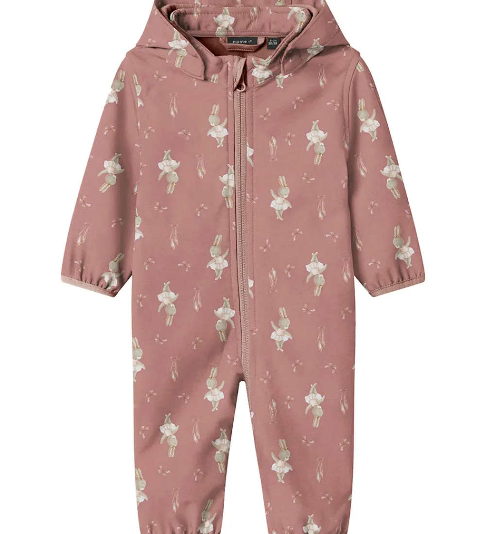 Softshell-Name It Softshelldragt m. Fleece - NbnAlfa08 - Woodrose/BUNNY