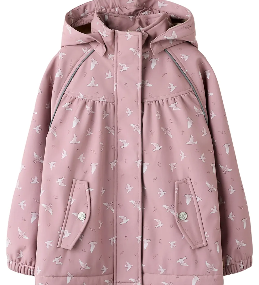 Softshell-Name It Softshelljakke m. Fleece - NmfAlfa08 - Woodrose/Bird
