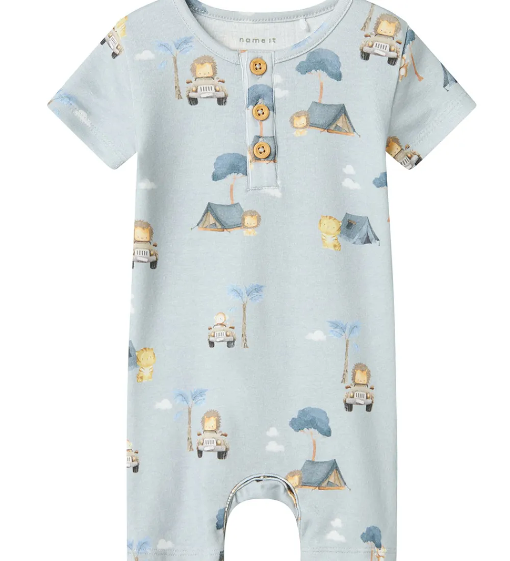 Sommerdragter-Name It Sommerdragt - NbmHelp - Pearl Blue m. Print