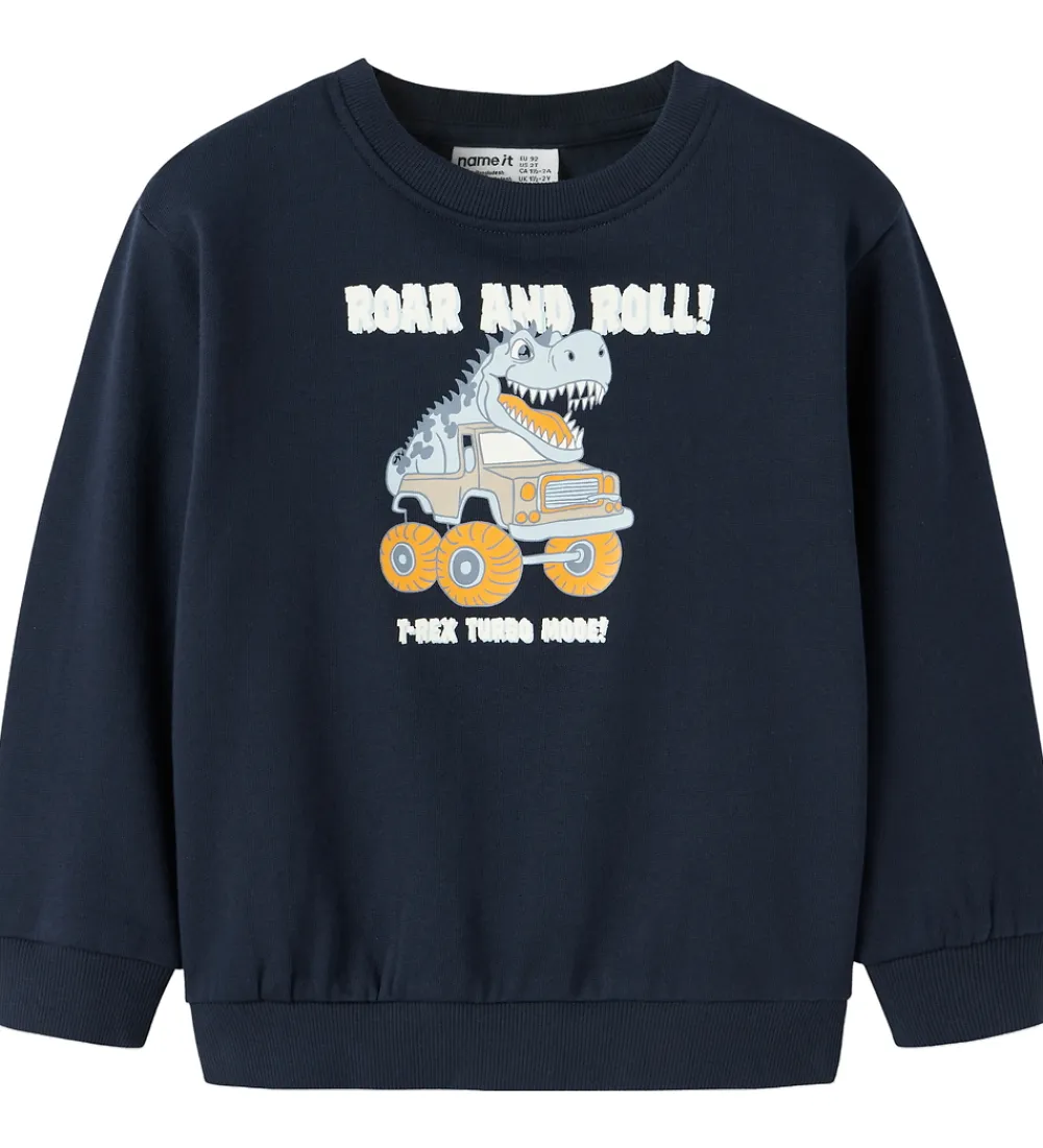 Sweatshirts-Name It Sweatshirt - Nmmvildar - Navy Blazer/Dino Car