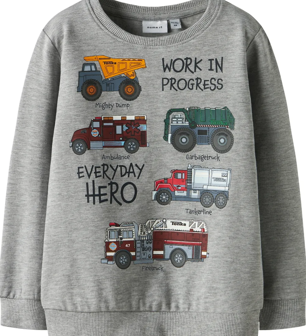 Name It Sweatshirts*Sweatshirt - Tonka - NmmOrson - Grey Melange