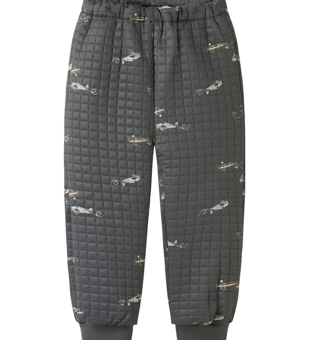 Termotøj-Name It Termotøj m. Fleece - NmmMoon - Grey Pinstripe
