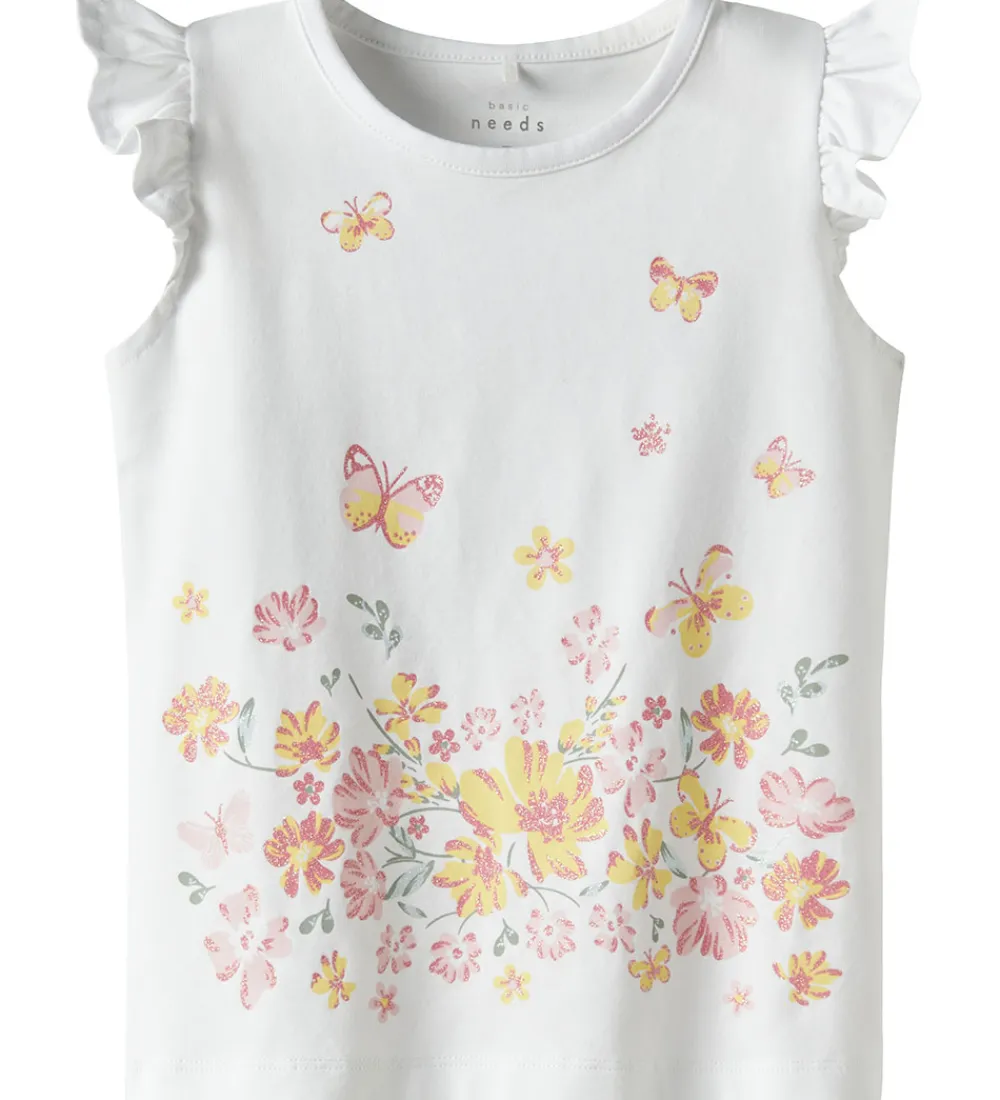 Toppe-Name It Top - NmfVayana - Bright White/Yellow Flower