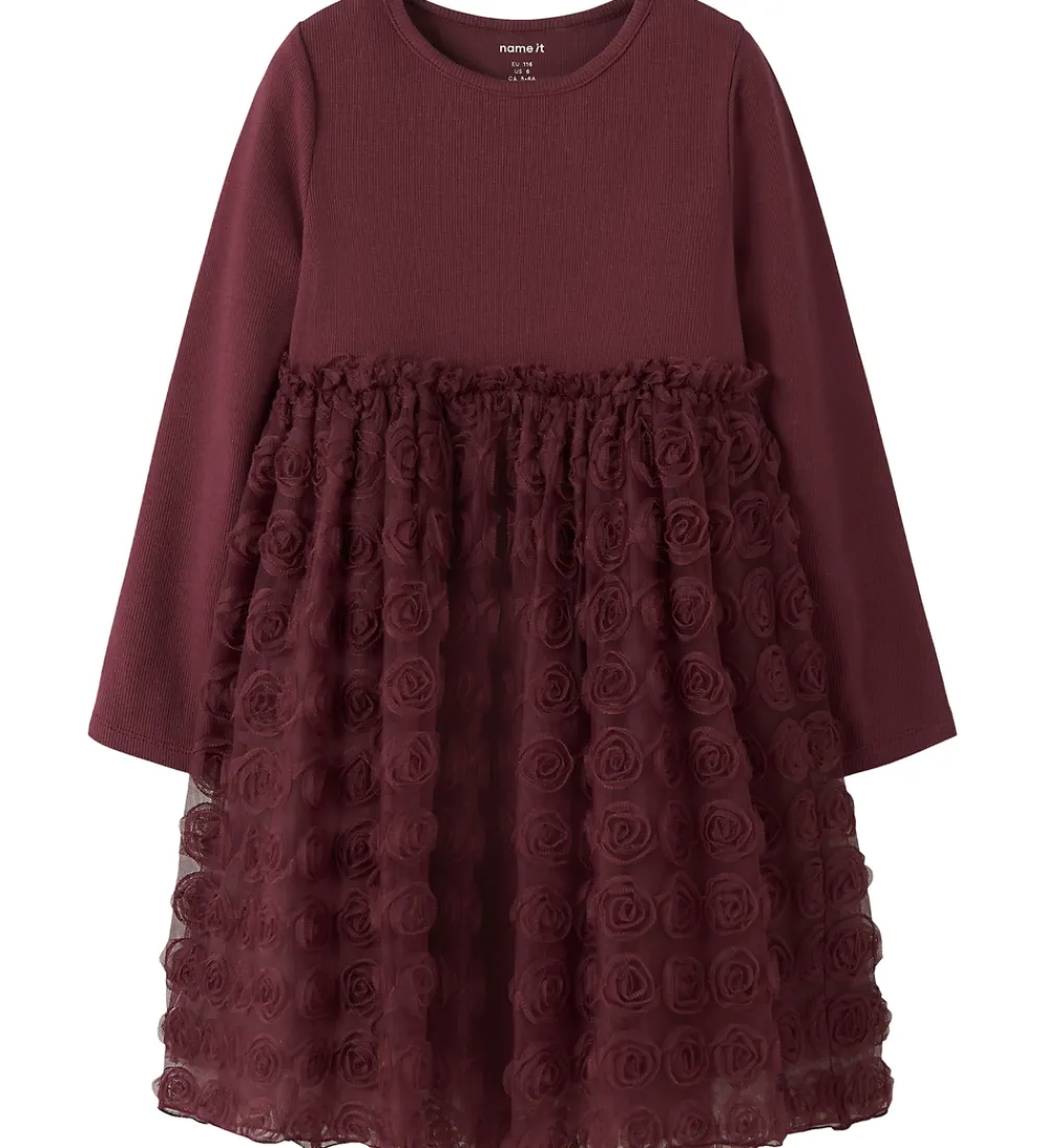 Kjoler|Juletøj-Name It Tylkjole - NmfSykia - Burgundy
