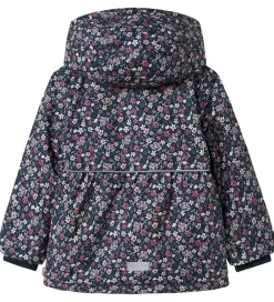 Vinterjakker-Name It Vinterjakke - NmfSnow05 - Dark Sapphire m. Blomster