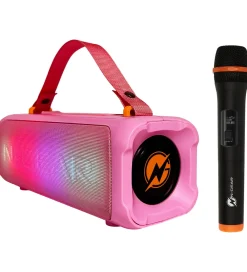 Musikinstrumenter|Højtalere-N-Gear Højtaler m. Mikrofon/Lys - Blazooka 703 - Trådløs - Pink