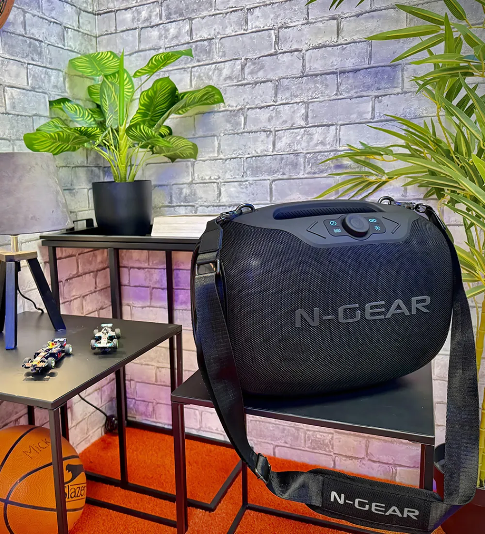 N-Gear Musikinstrumenter|Højtalere*Højtaler med 2 Mikrofoner - Wireless - NRG600 - Sort