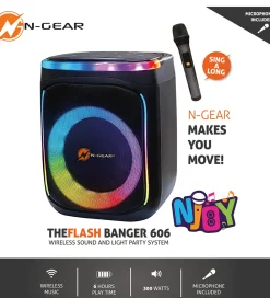 N-Gear Højtalere*Karaoke Højtalere - Wireless - The Flash Banger 606 - Sor