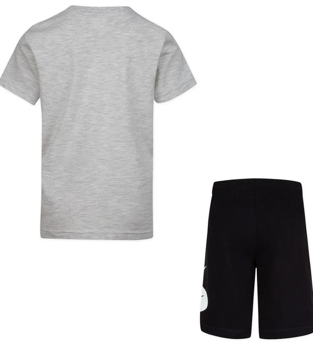 Gymnastiktøj-Nike Shortssæt - T-shirt/Shorts - Swoosh - Sort/Grå