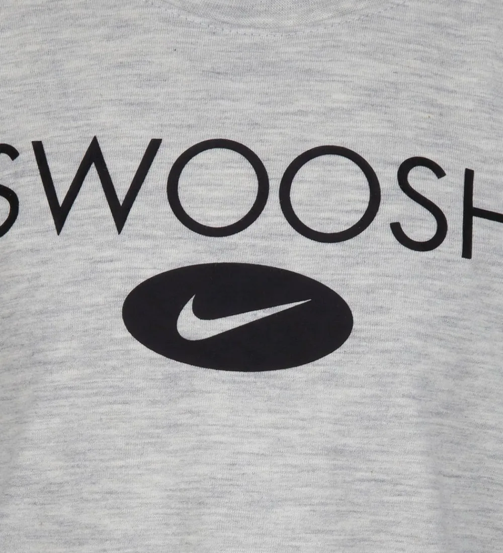 Gymnastiktøj-Nike Shortssæt - T-shirt/Shorts - Swoosh - Sort/Grå