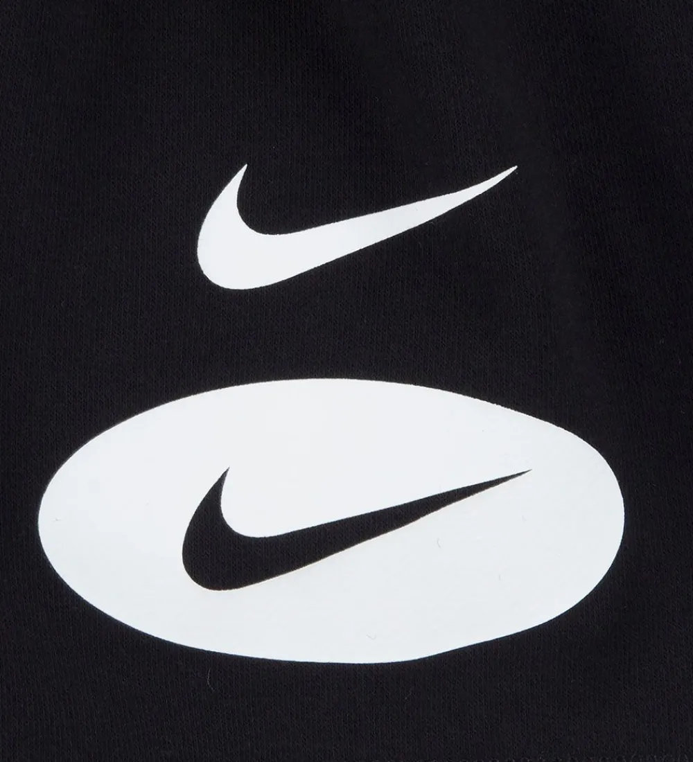 Gymnastiktøj-Nike Shortssæt - T-shirt/Shorts - Swoosh - Sort/Grå