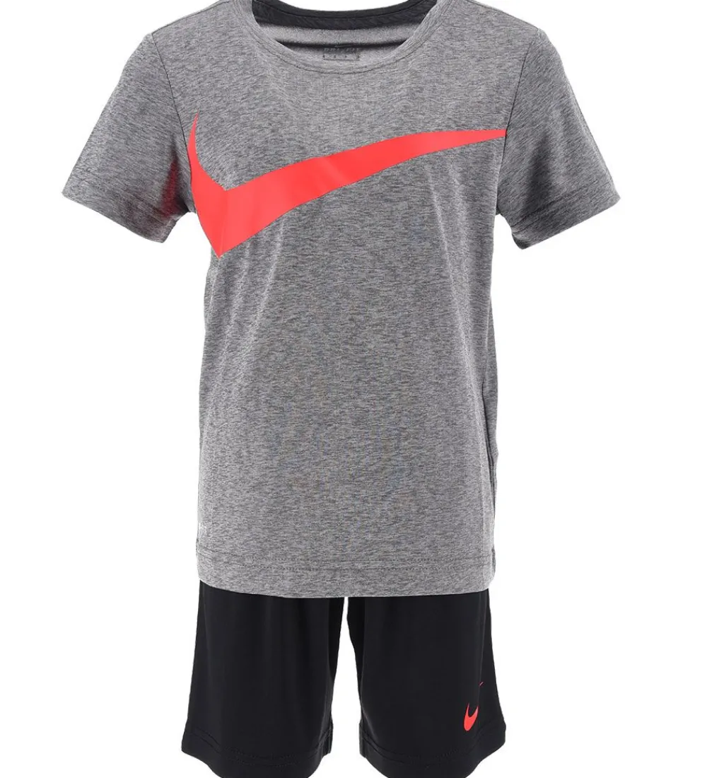 Nike Gymnastiktøj|Fodboldtrøjer*Shortssæt - T-shirt/Shorts - Sort/Grå