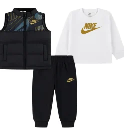 Nike Veste*Sæt - Dynevest/Bluse/Sweatpants - Sort/Hvid