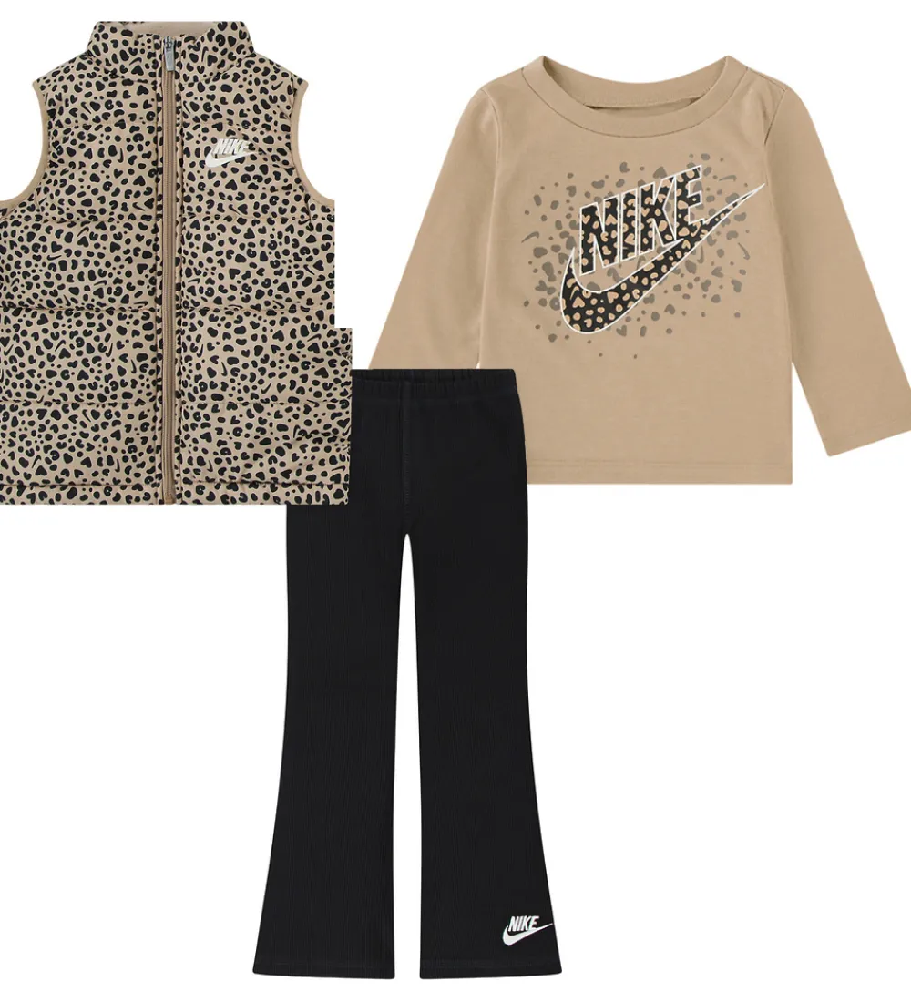 Nike Veste*Sæt - Vest/Bukser/Bluse - Sort/Leopard