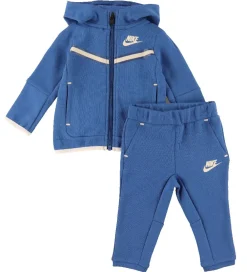 Gymnastiktøj-Nike Træningssæt - Cardigan/Bukser - Blocked - Marina Blue
