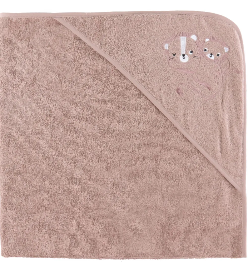 Nørgaard Madsens Babyhåndklæde- Og Poncho|Håndklæder*Babyhåndklæde - 75x75 cm - Mauve m. Løver