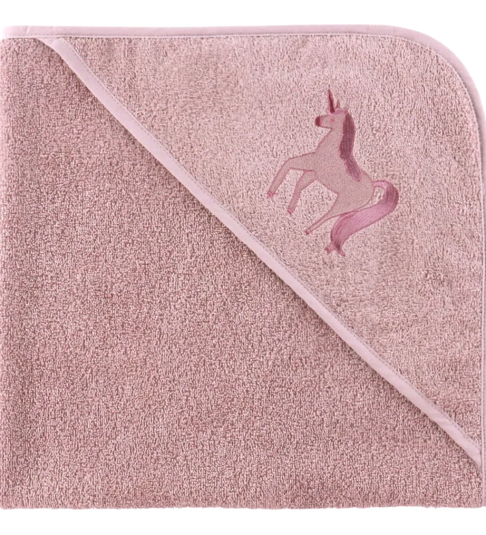 Babyhåndklæde- Og Poncho|Håndklæder-Nørgaard Madsens Babyhåndklæde - 75x75 cm - Rosa m. Enhjørning