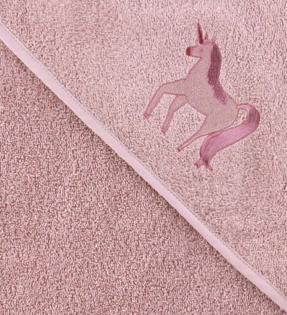 Babyhåndklæde- Og Poncho|Håndklæder-Nørgaard Madsens Babyhåndklæde - 75x75 cm - Rosa m. Enhjørning