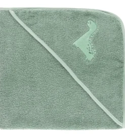 Nørgaard Madsens Babyhåndklæde- Og Poncho|Håndklæder*Babyhåndklæde - 75x75 cm - Dusty Green m. Dino