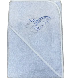 Babyhåndklæde- Og Poncho|Håndklæder-Nørgaard Madsens Badeslag - 75x75 cm - Lyseblå m. Giraffer