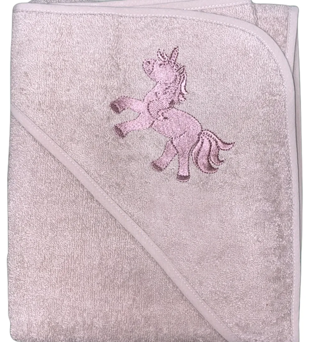 Babyhåndklæde- Og Poncho|Håndklæder-Nørgaard Madsens Badeslag - 75x75 cm - Pale Mauve m. Enhjørning