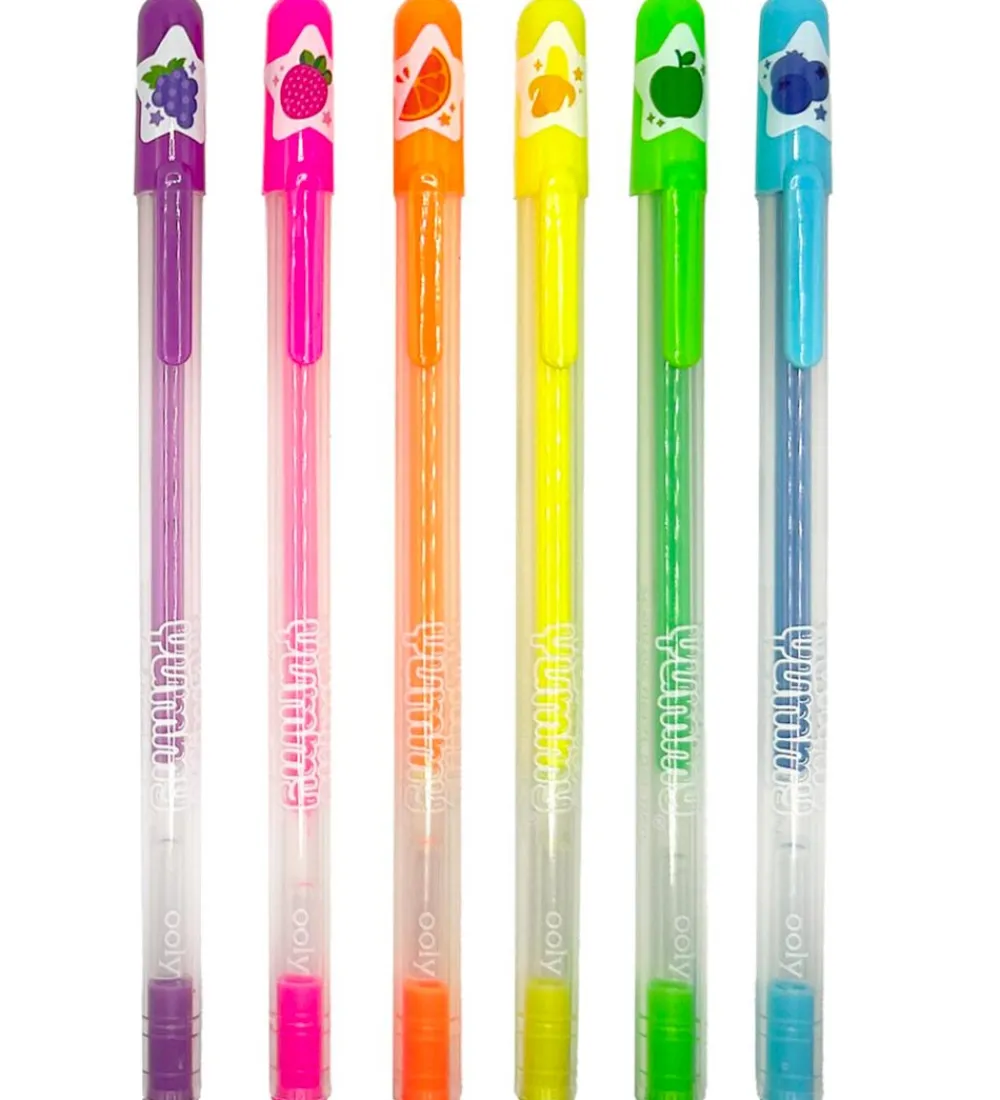 Skriveredskaber-Ooly Kuglepenne m. Frugtduft - Neon - 6 stk - Yummy Yummy