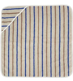 OYOY Babyhåndklæde- Og Poncho*Babyhåndklæde - 100x100 cm - Raita - Karamel/Optic Blue