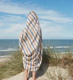 OYOY Babyhåndklæde- Og Poncho*Babyhåndklæde - 100x100 cm - Raita - Karamel/Optic Blue