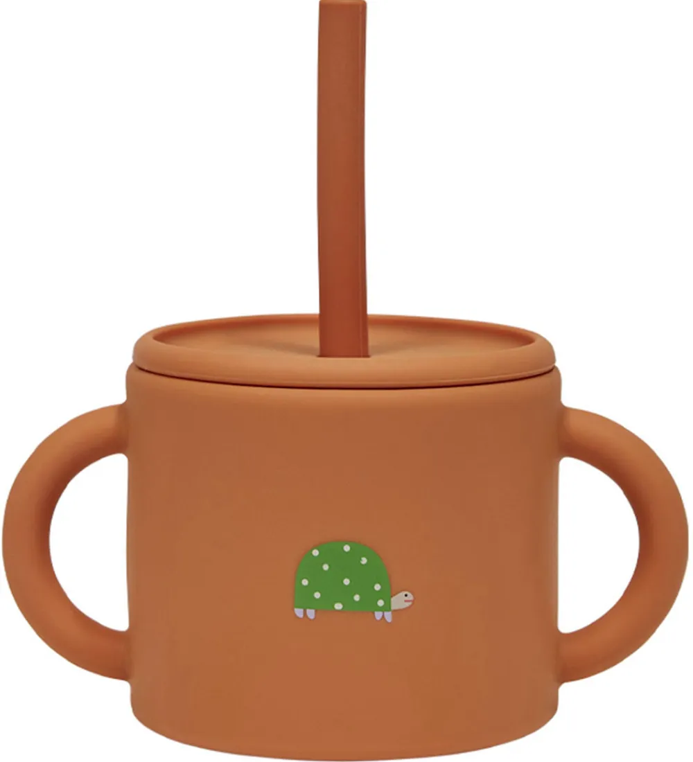 OYOY Kop Og Tudekop*Kop m. Sugerør - Enkei Cup - Silikone - Caramel