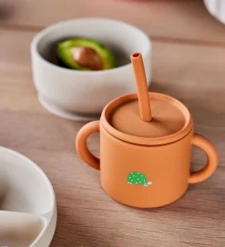 OYOY Kop Og Tudekop*Kop m. Sugerør - Enkei Cup - Silikone - Caramel