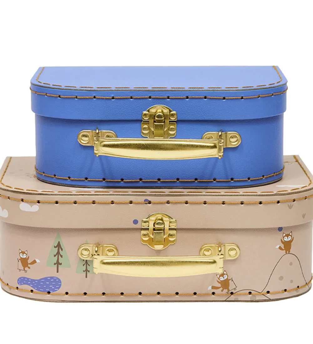 OYOY Rolleleg|Legekufferter*Kuffertsæt - 2-pak - Fox - Beige/Blue