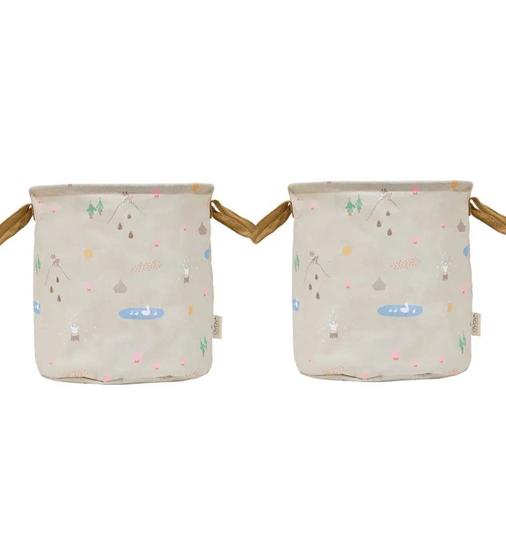 Kurve|Opbevaring-OYOY Opbevaringskurve - 2-pak - Deer & Duck - Medium - Beige