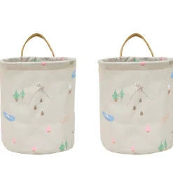 Kurve|Opbevaring-OYOY Opbevaringskurve - 2-pak - Deer & Duck - Small - Beige