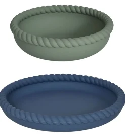 OYOY Tallerkener|Spisesæt*Spisesæt - Silikone - 2 dele - Mellow - Blue/Olive