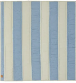 Tæpper-OYOY Tæppe - Striped Quilted - Blue/Clay