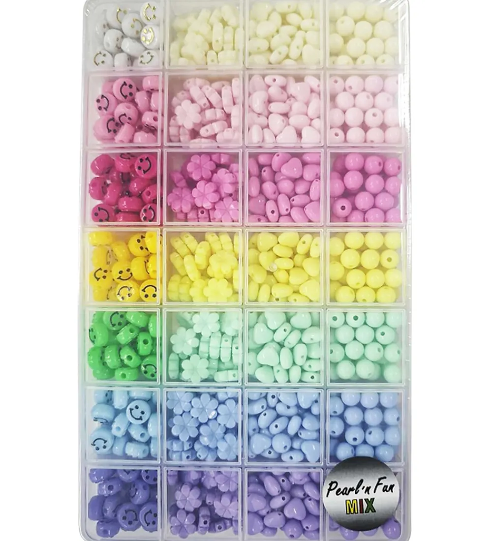 Perler-Pearl N Fun Perler - Smykkesæt - Smiley/Blomster/Hjerter/rund