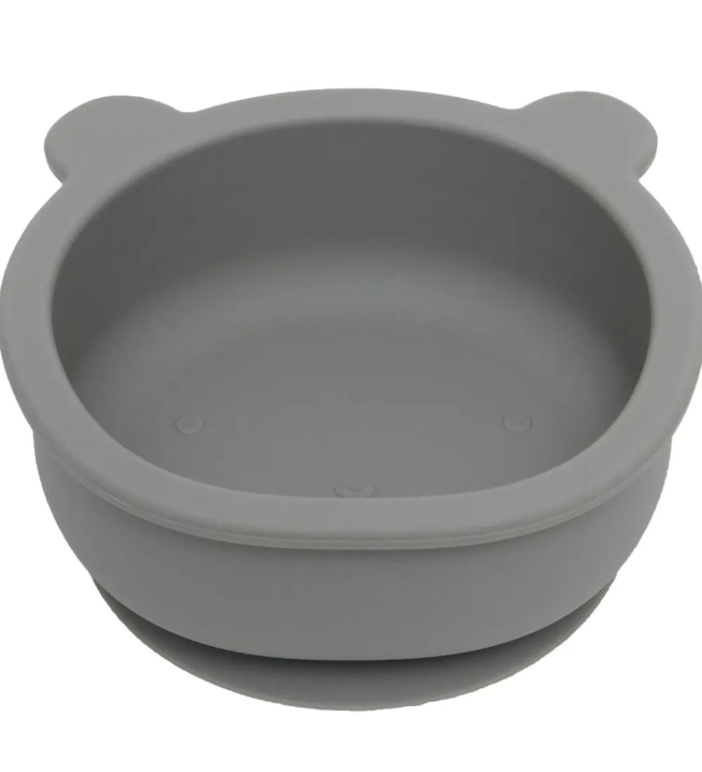 Skåle-Petit Monkey Skål m. Sugekop - Silikone - Bear - Pewter Green