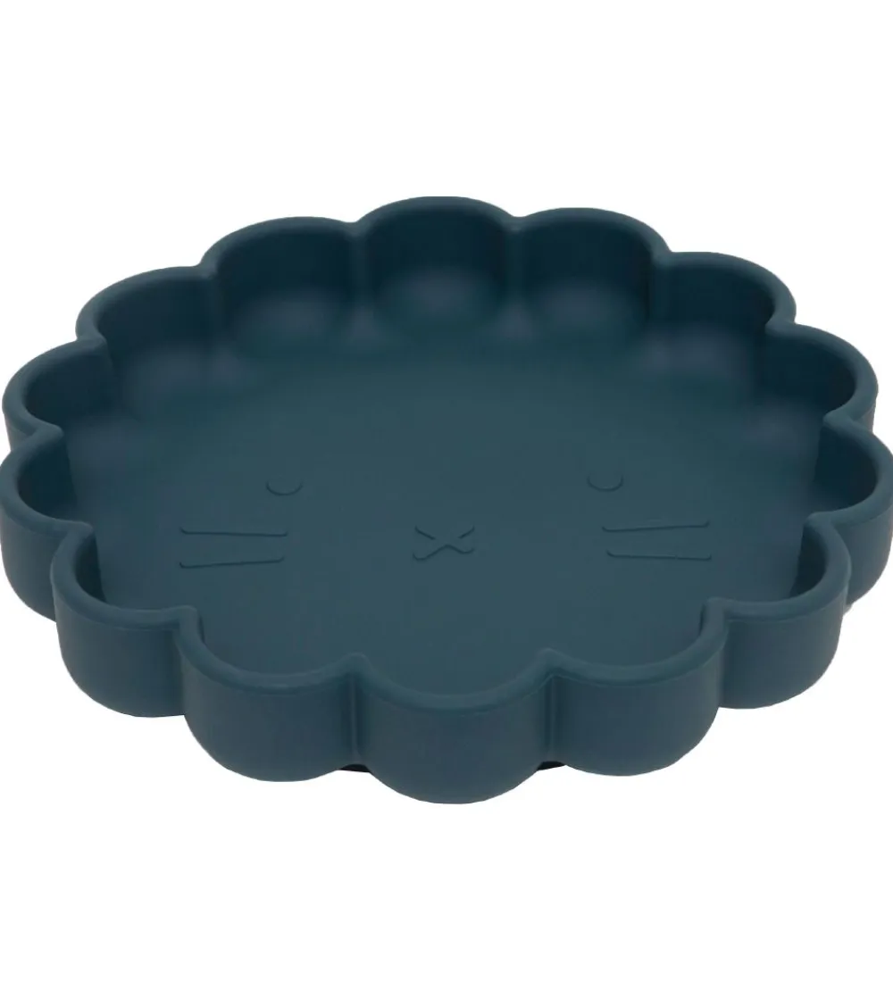 Petit Monkey Tallerkener*Tallerken m. Sugekop - Silikone - Lion - Balsam Blu