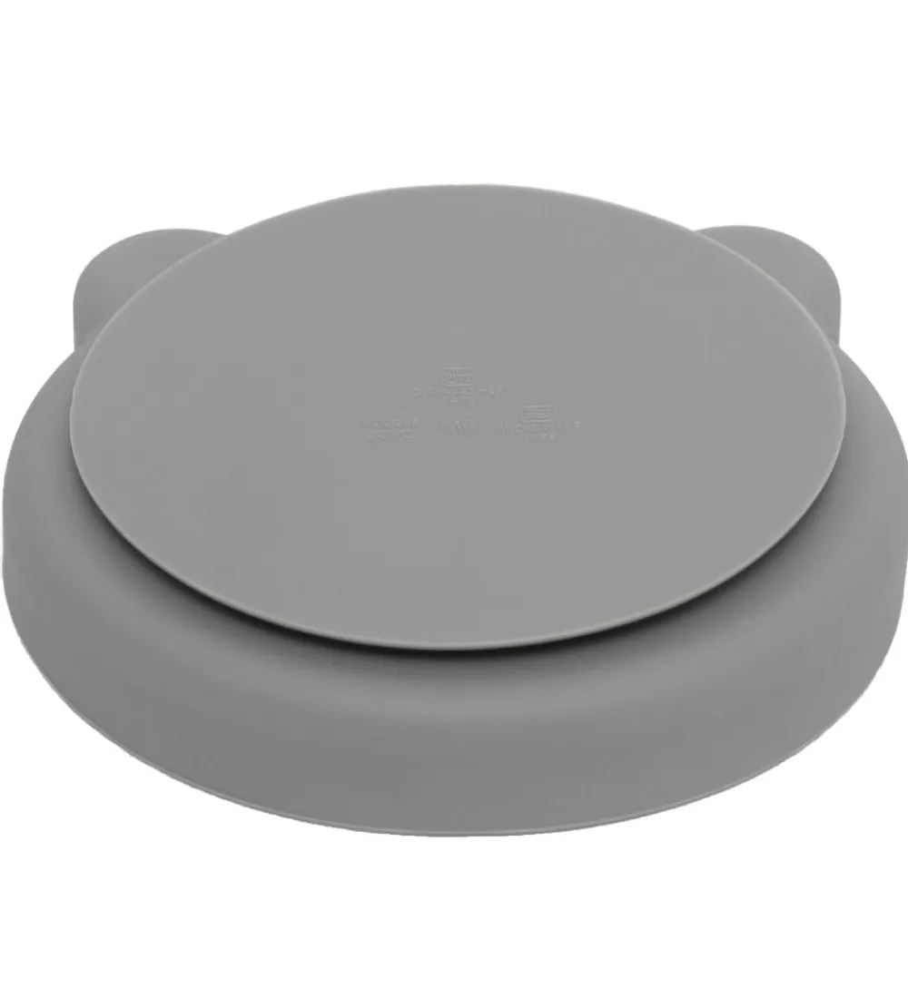 Petit Monkey Tallerkener*Tallerken m. Sugekop - Silikone - Pewter Green