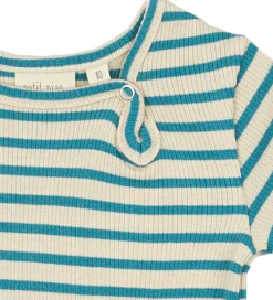 Sommerdragter-Petit Piao Sommerdragt - Rib - Modal - Turquise/Dark Off White