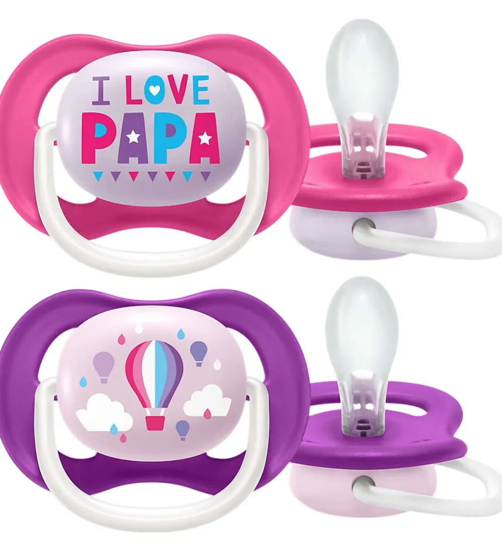 Philips Avent Sutter*Sutter - 2-pak - Ultra Air - Pink/Lilla m. Print