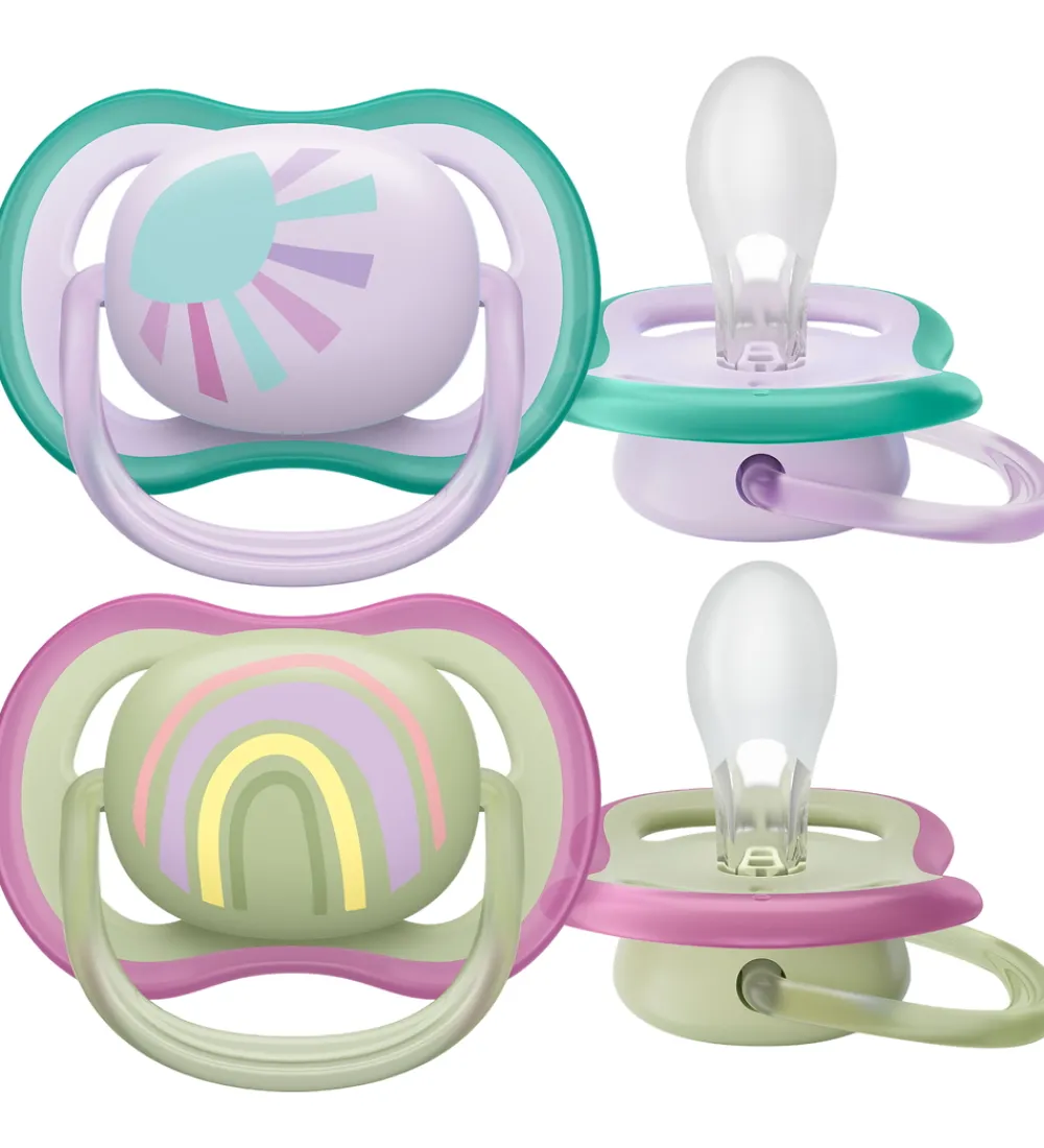 Philips Avent Sutter*Sutter - 2-pak - Ultra Air - Grøn/Lilla m. Print