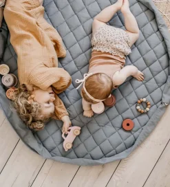Play&Go Legetæpper Og Legegulve|Opbevaringstæpper*Legetøjstæppe - Ø120 - Soft Organic - Dusty Blue