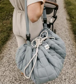 Play&Go Legetæpper Og Legegulve|Opbevaringstæpper*Legetøjstæppe - Ø120 - Soft Organic - Dusty Blue